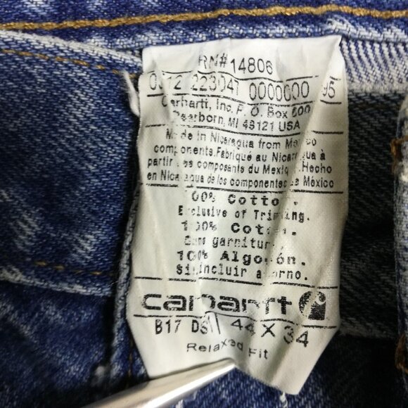 Carhartt Mens Jeans Relaxed Fit B17 DST Blue Denim Medium Wash Workwear 44x34 - Picture 11 of 11
